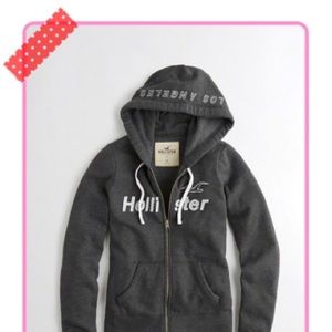 SOLD📍HOLISTER LOGO GRAPHIC FULL ZIP HOODIE GREY#M